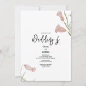 Élégant Faire-part de mariage Floral Rose (Devant)