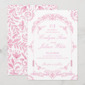 Élégant Faire-part de mariage Floral Rose (Devant / Derrière)