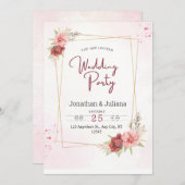 Élégant Faire-part de mariage Floral Rose (Devant / Derrière)