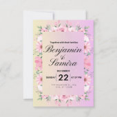 Élégant Faire-part de mariage floral rose pâle (Devant)