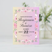 Élégant Faire-part de mariage floral rose pâle (Debout devant)