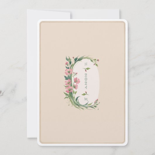 Élégant Faire-part de mariage floral rose pâle (Dos)