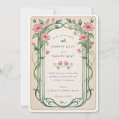 Élégant Faire-part de mariage floral rose pâle (Devant)