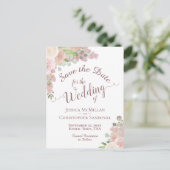 Élégant Faire-part de mariage floral rose pâle à c (Debout devant)