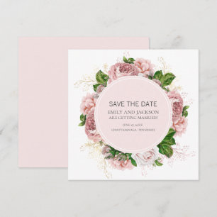 Élégant Faire-part de mariage floral rose pâle bla