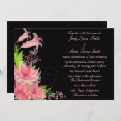 Élégant Faire-part de mariage floral rose romantiq (Devant / Derrière)