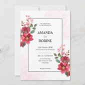 Élégant Faire-part de mariage Floral Rouge (Devant)