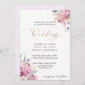 Élégant faire-part de mariage Floral Rustique (Devant / Derrière)