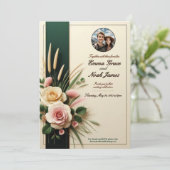 Élégant Faire-part de mariage Floral Rustique (Debout devant)