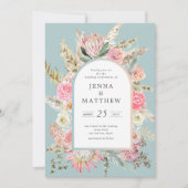 Élégant Faire-part de mariage floral Turquoise de  (Devant)