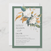 Élégant Faire-part de mariage Floral Vert Sage Bla (Devant)