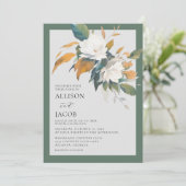 Élégant Faire-part de mariage Floral Vert Sage Bla (Debout devant)