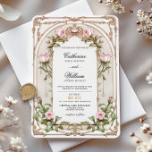 Élégant Faire-part de mariage floral Vintage