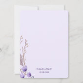 Élégant Faire-part de mariage Floral Violet (Dos)