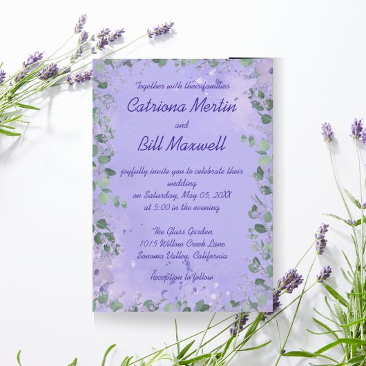 Élégant Faire-part de mariage Floral Violet