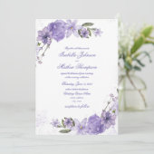 Élégant Faire-part de mariage Floral Violet (Debout devant)