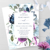 Élégant Faire-part de mariage floral violet et ble