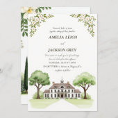 Élégant Faire-part de mariage Floral | Waterco (Devant / Derrière)