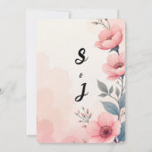 Élégant Faire-part de mariage florale rose romanti (Dos)