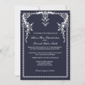 Élégant faire-part de mariage formel, bleu marine (Devant)