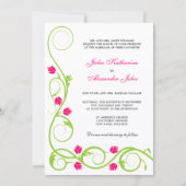 Élégant Faire-part de mariage Fuchsia Vert (Devant)