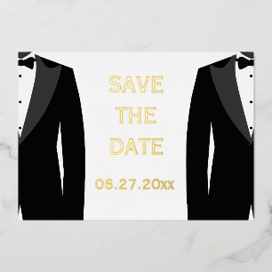 Élégant Faire-Part de Mariage Gay à Feuille d'Or R