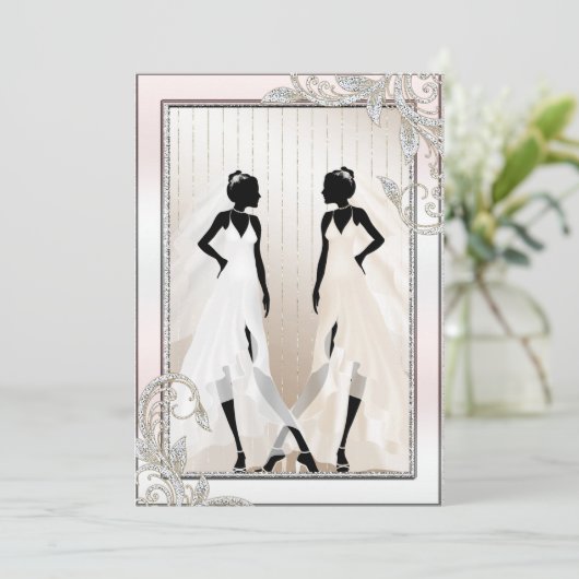 Élégant Faire-part de mariage gay avec deux mariée (Debout devant)