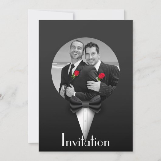 Elégant Faire-part de mariage Gay Tuxedo (Devant)