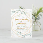 Élégant Faire-part de mariage géométrique Mint-Gol (Debout devant)