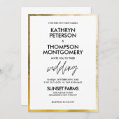 Élégant Faire-part de mariage Gold Foil Edge (Devant / Derrière)