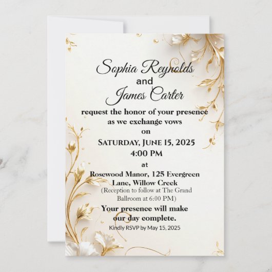 Élégant Faire-part de mariage Gold Foil | Luxe for (Devant)