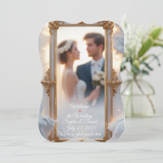 Elégant Faire-part de mariage Gold Frame (Debout devant)