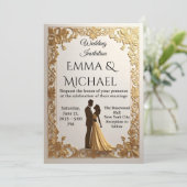 Elégant Faire-part de mariage Gold Frame (Debout devant)