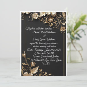 Elégant Faire-part de mariage Gold Frame