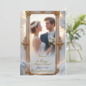 Elégant Faire-part de mariage Gold Frame (Debout devant)