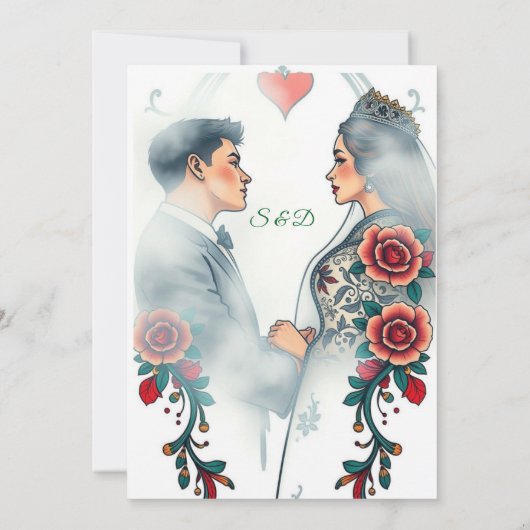 Elégant Faire-part de mariage Gold Frame (Dos)