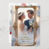 Elégant Faire-part de mariage Gold Frame (Devant / Derrière)