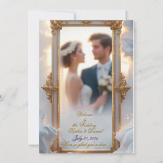 Elégant Faire-part de mariage Gold Frame