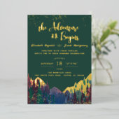 Elégant Faire-part de mariage Gold Mountain (Debout devant)