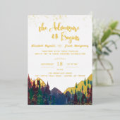 Elégant Faire-part de mariage Gold Mountain (Debout devant)