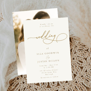 Élégant Faire-part de mariage Gold Script