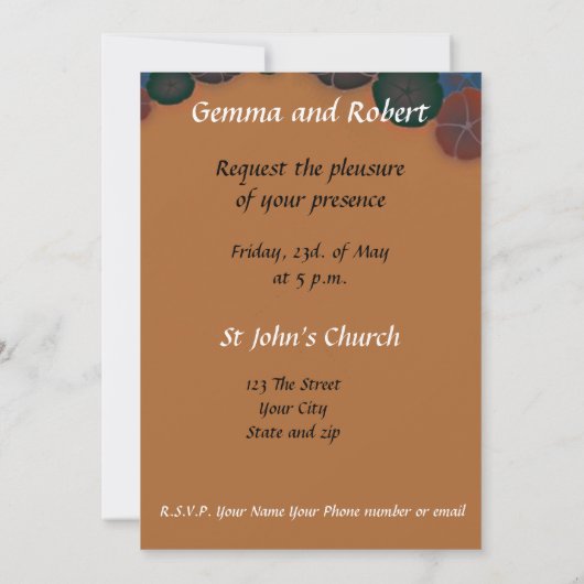 Élégant Faire-part de mariage gothique (Dos)