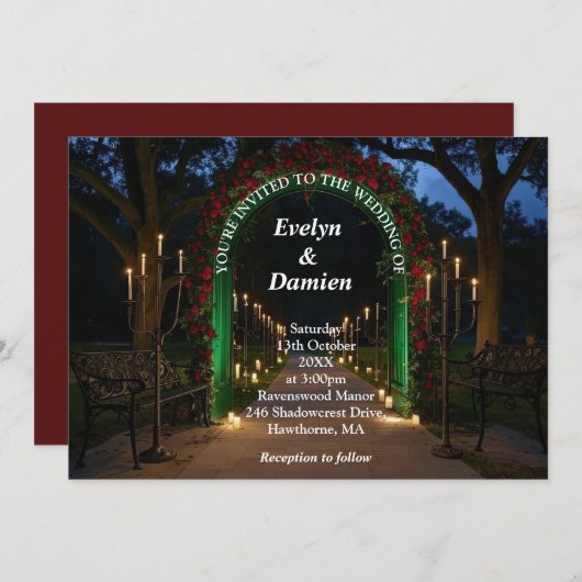 Élégant Faire-part de mariage gothique (Devant / Derrière)