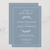 Elégant Faire-part de mariage gris bleu (Devant / Derrière)