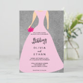 Elégant Faire-part de mariage gris marié floral él (Debout devant)