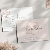 Élégant Faire-Part de Mariage Hibiscus en Rose Gol