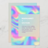 Élégant Faire-part de mariage Holographique modern (Devant / Derrière)