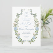 Élégant Faire-Part de Mariage Hydrangea Bleue (Debout devant)