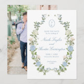 Élégant Faire-Part de Mariage Hydrangea Bleue (Devant / Derrière)