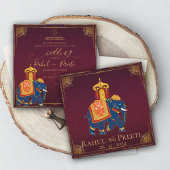 Élégant Faire-part de mariage indien Bright Red Go